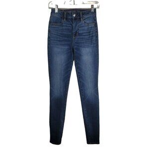 AMERICAN Eagle 0 Long Super Hi-Rise Jeggings skinny Jeans 360 Next Level Stretch